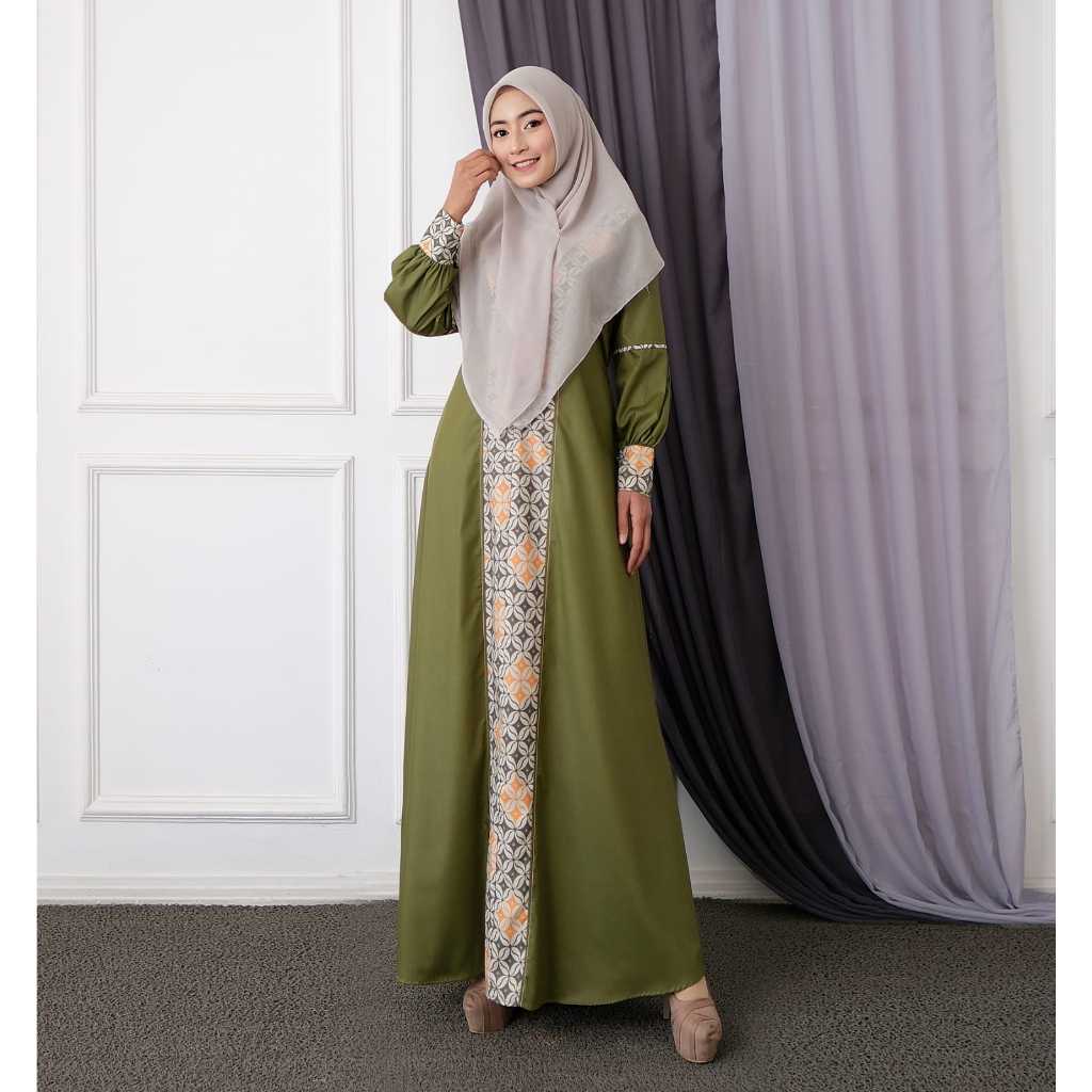 AZIZAH DRESS - gamis toyobo kombinasi batik premium