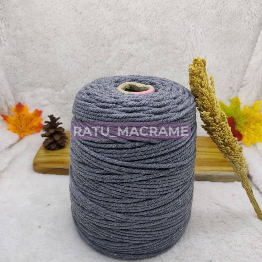 Tali Katun Macrame ABU 3MM 4MM 1KG 3PLY