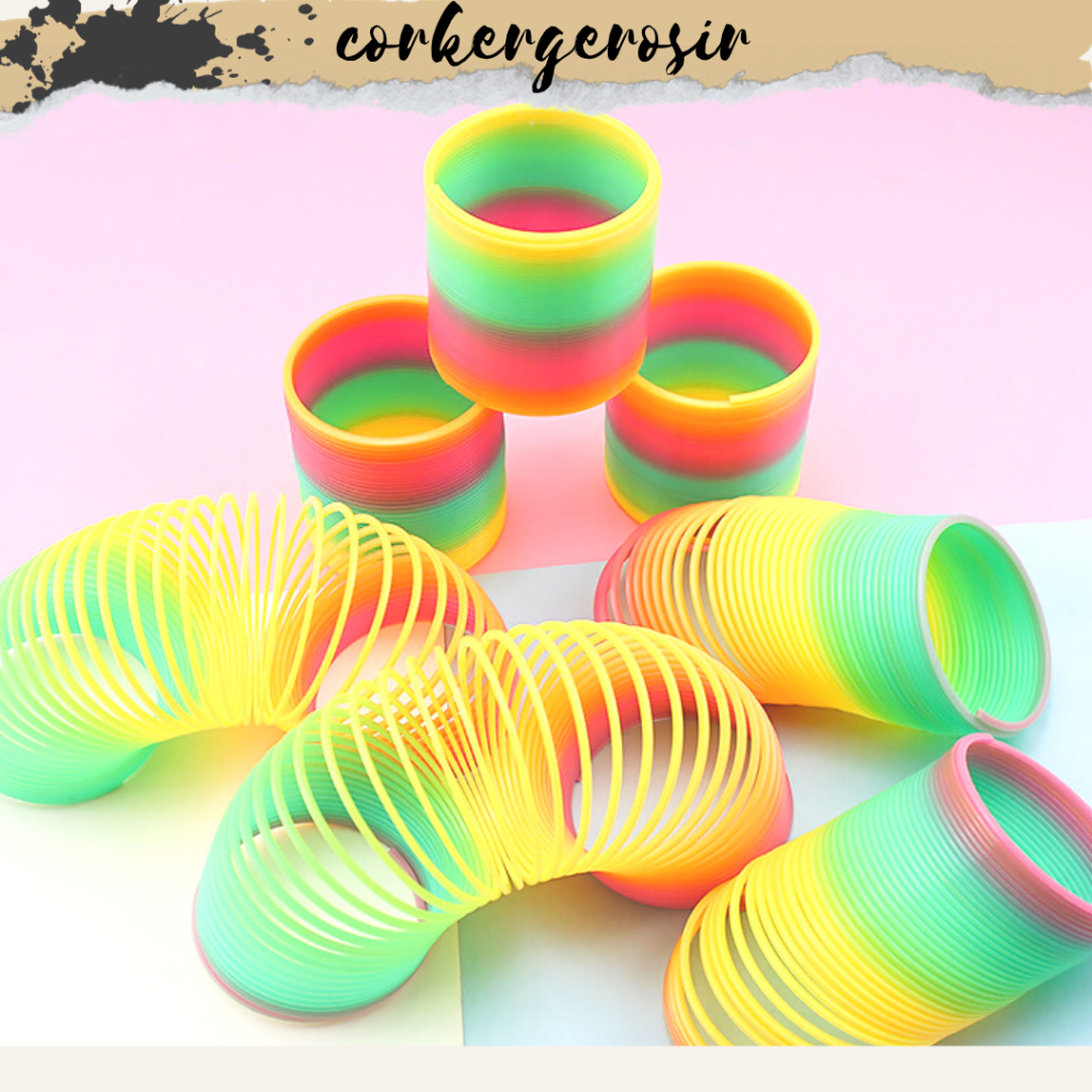 Slinky Spring Mainan Per Pegas Pelangi Slinky Spiral Rainbow Pelangi mAInan  pelepas stress