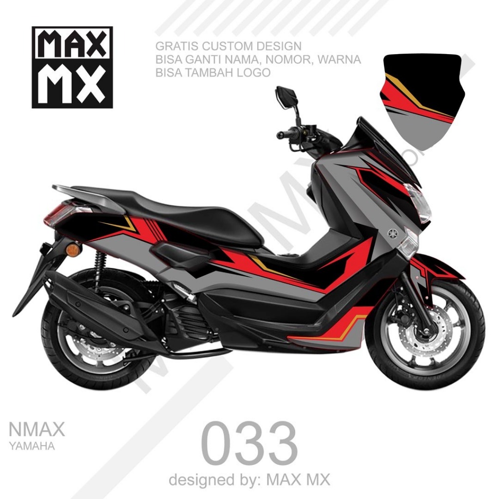 decal stiker full body nmax old variasi striping fullbody sticker  keren hitam abu merah simple kere