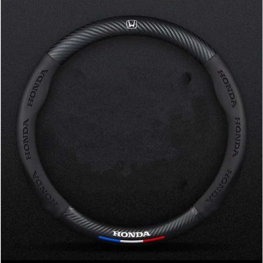 Cover Setir Mobil Black Carbon 3D Embossed Anti Slip Tidak Bau Universal Ukuran M 38CM Sarung Pelind