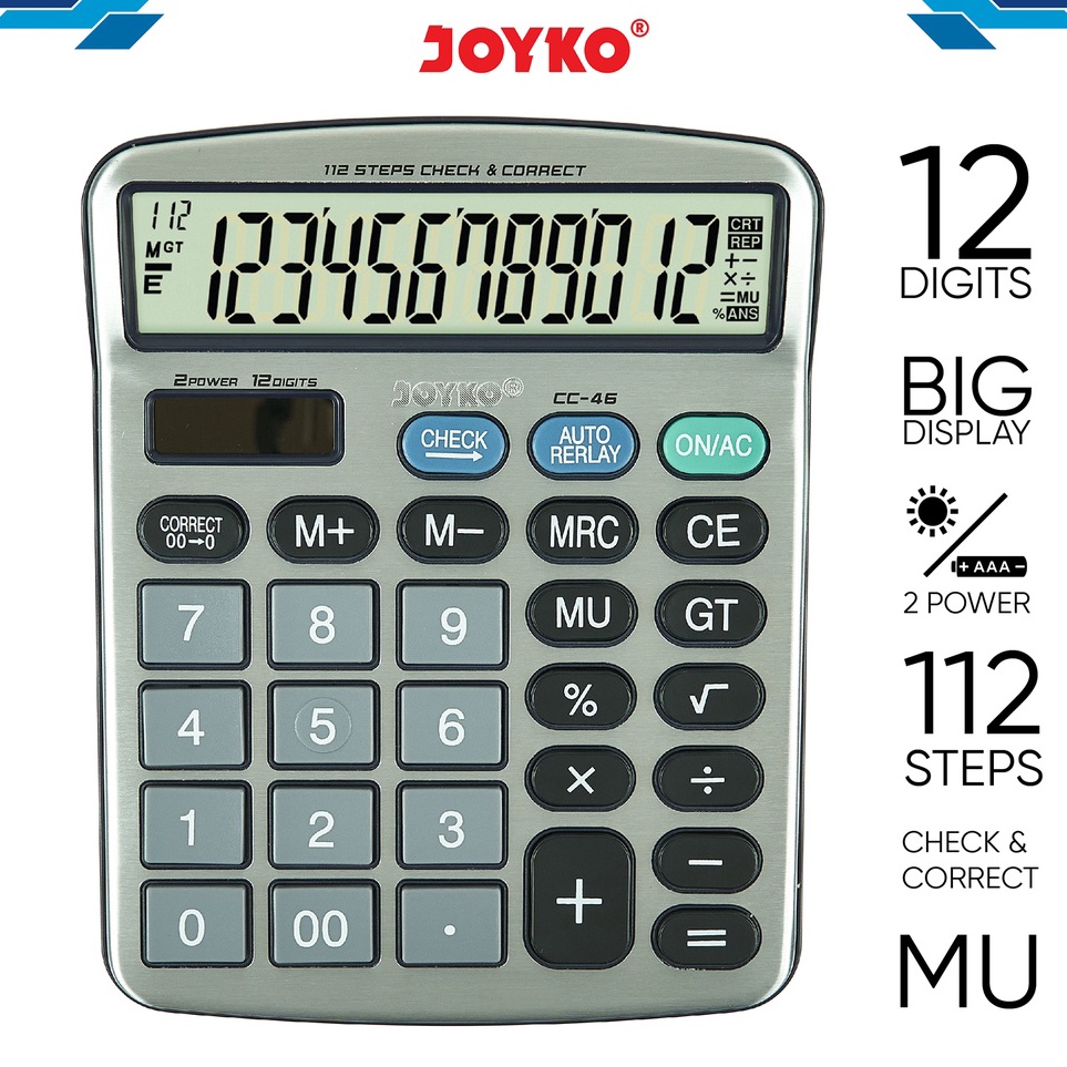 

Diskon - Calculator Kalkulator Joyko CC-46 12 Digits Check Correct
