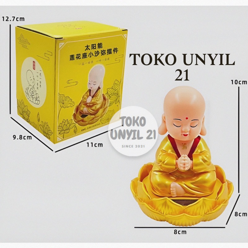 Pajangan Mobil Solar Biksu Buddha Teratai / Pajangan Dashboard Mobil Lucu / Biksu Buddha Teratai / P