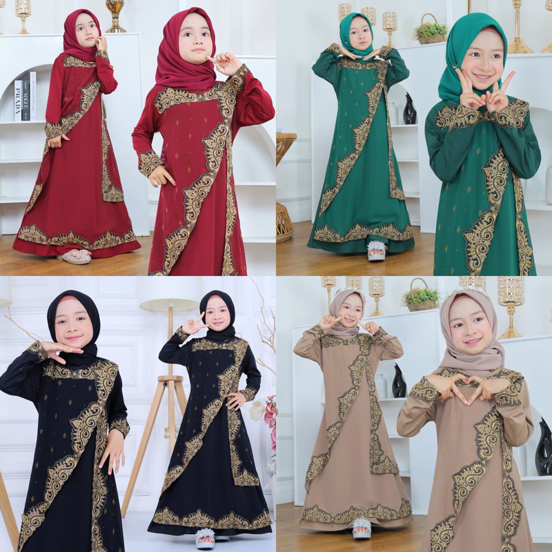 MF Store - COD - Gamis Abaya Anak Perempuan Hitam - Gamis Abaya Anak Perempuan Umur 11 12 Tahun - Ab