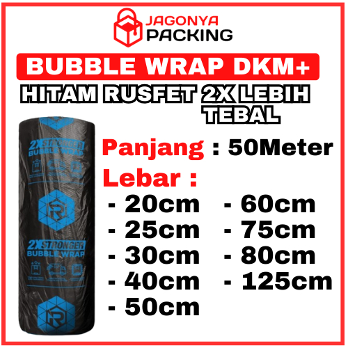 

Bubble Wrap HITAM RUSFET DKM 50Meter Bubblewrap DKM PLUS HITAM RUSFET/ ROLL