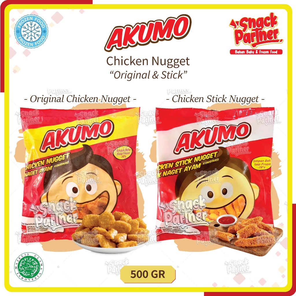 

AKUMO CHICKEN NUGGET 500 GR - Nugget Nuget Naget Ayam Crispy Krispi Original Stick Stik - FROZEN FOOD 500GR