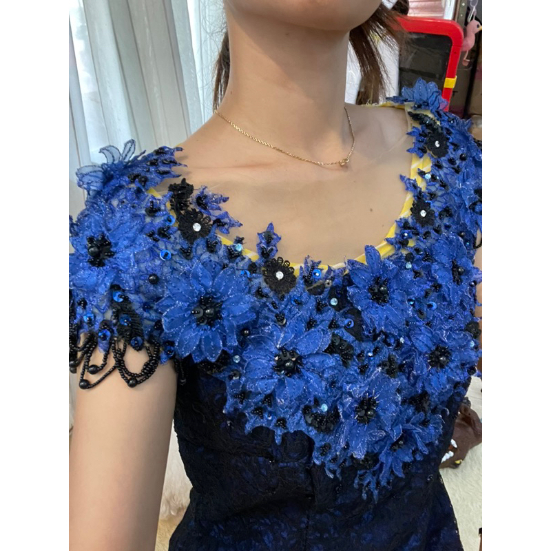 gaun dress navy mewah preloved
