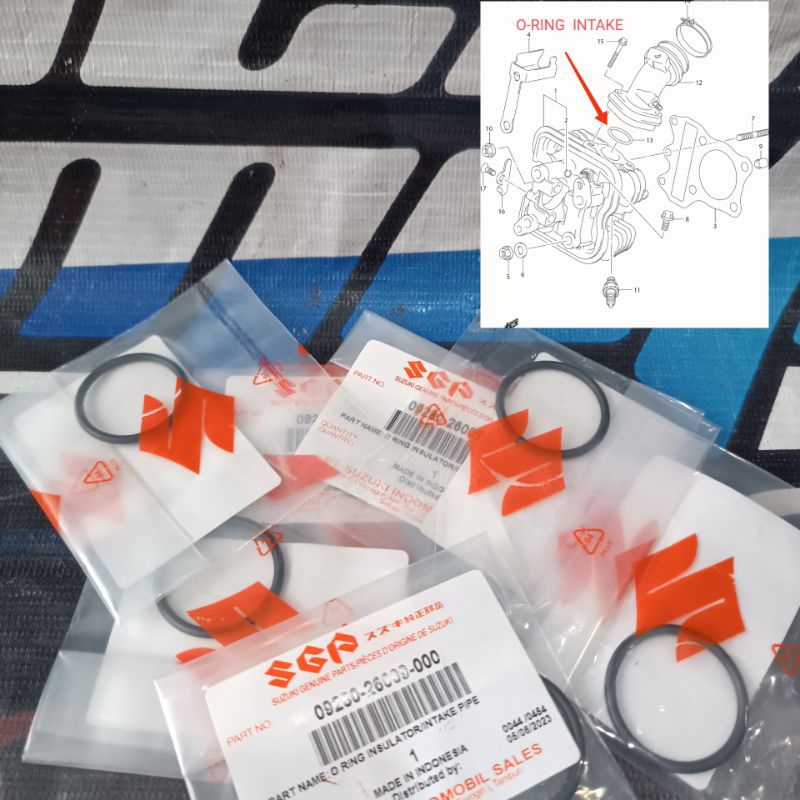 o-ring oring intake manipol suzuki SPIN 125/ SHOGUN 125 26009 original sgp