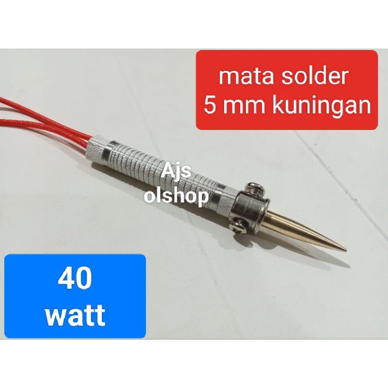 Elemen solder 40 watt + mata solder 5 mm kuningan.