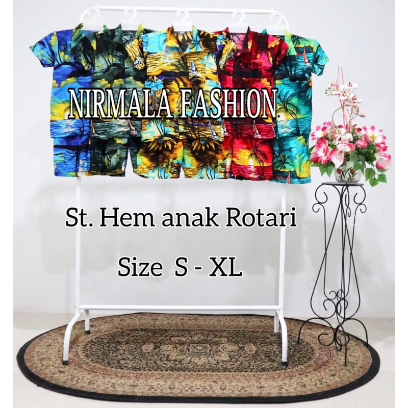 SETELAN KEMEJA ANAK MOTIF PANTAI HAWAI BALI | SETELAN HEM ANAK  | HEM PANTAI ANAK