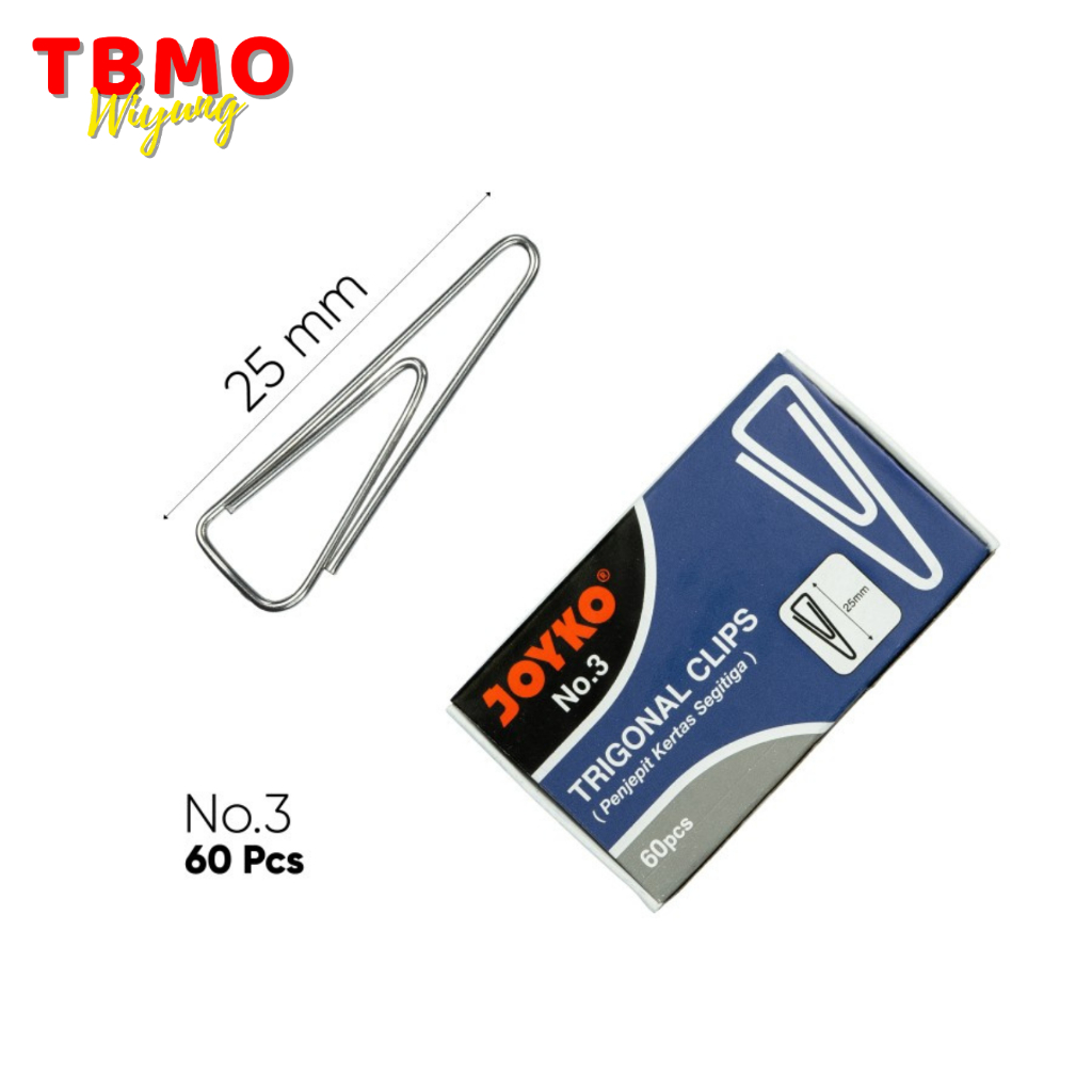 

TBMO Trigonal Clip Klip Penjepit Kertas Segitiga Joyko No.3 60Pcs