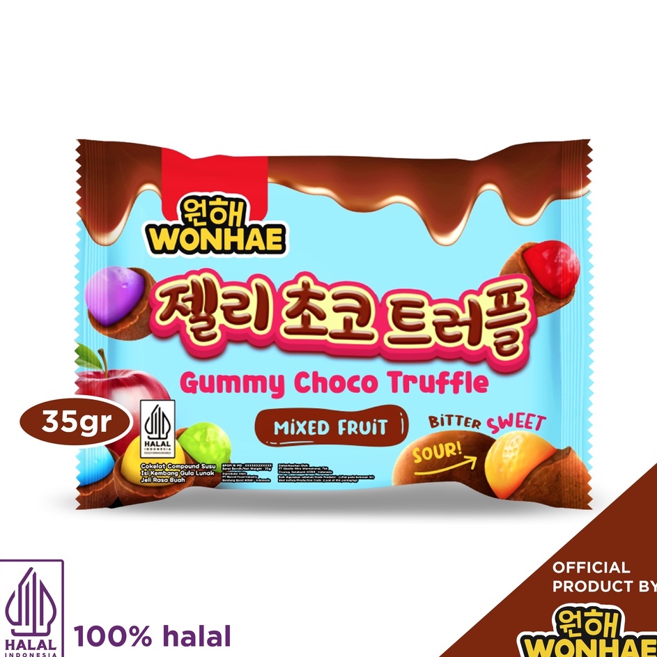 

MODEL UBZ319 Wonhae Gummy Choco Ball Truffle Mixed Fruit 35gr by Mujigae Official Store / Coklat Jelly Jeli Rasa Buah / Cemilan Snack Korea Halal