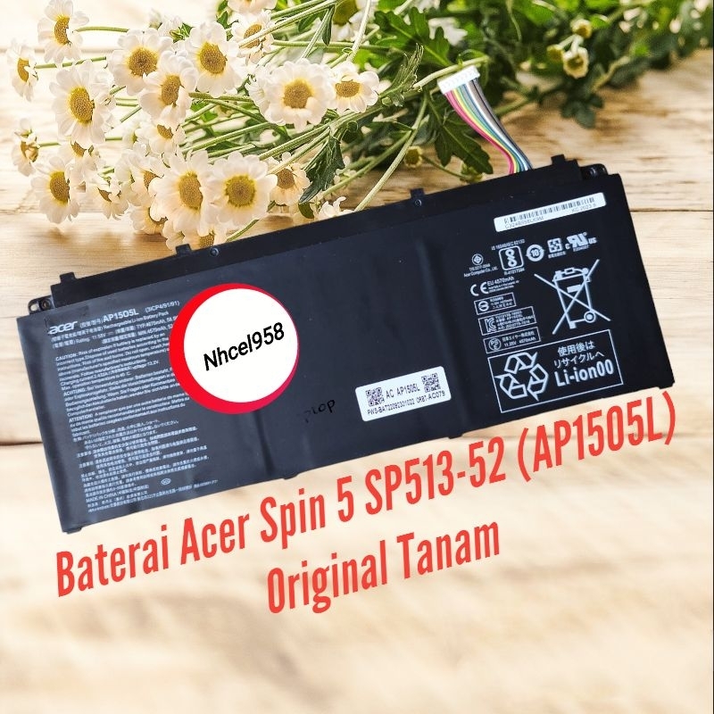 ✅ Baterai Acer Spin 5SP513-52 (AP1505L) Original Tanam