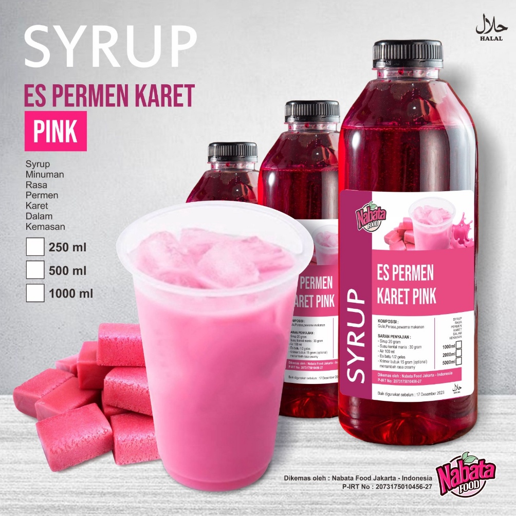 

[☂B25>] Syrup Es Permen Karet Pink Kemasan 250ml 500ml 1000ml Sirup Bubble Gum Cair Wangi Plastik [112]