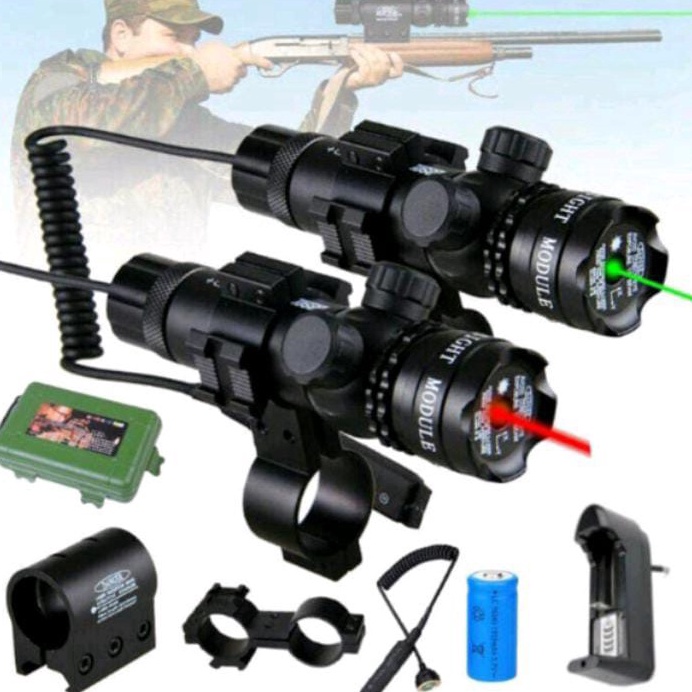 *COD* Laser Senapan Nyala Hijau dan Merah - Scope Siang Malam Fullset - Laser Scope Pointer Berburu 