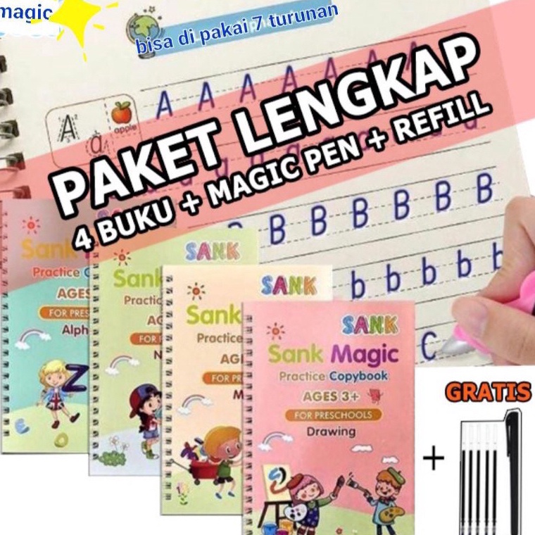 

[♡X77(] Buku Sank Book Magic Sank Magic book 1 Set isi 4 Buku + pulpen Murah_Meriah