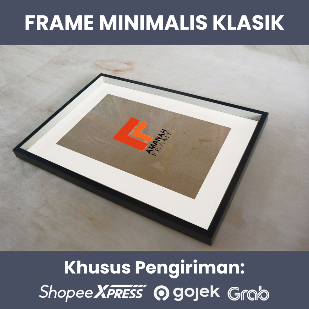 Amanah Frame - BINGKAI FOTO 8R, 10R, 12R, A4, A3 MATBOARD MINIMALIS BOX KLASIK, PAJANGAN DINDING RUM