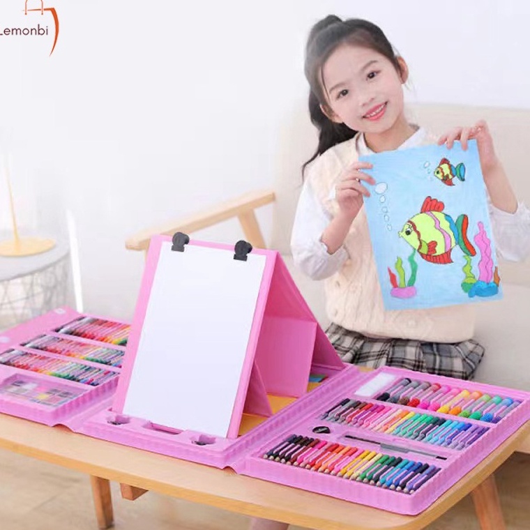 

7BFAT Crayon Anak Pengasah 208pcs Set Alat Menggambar Melukis Anak-anak Crayon Cat Air Pensil 72