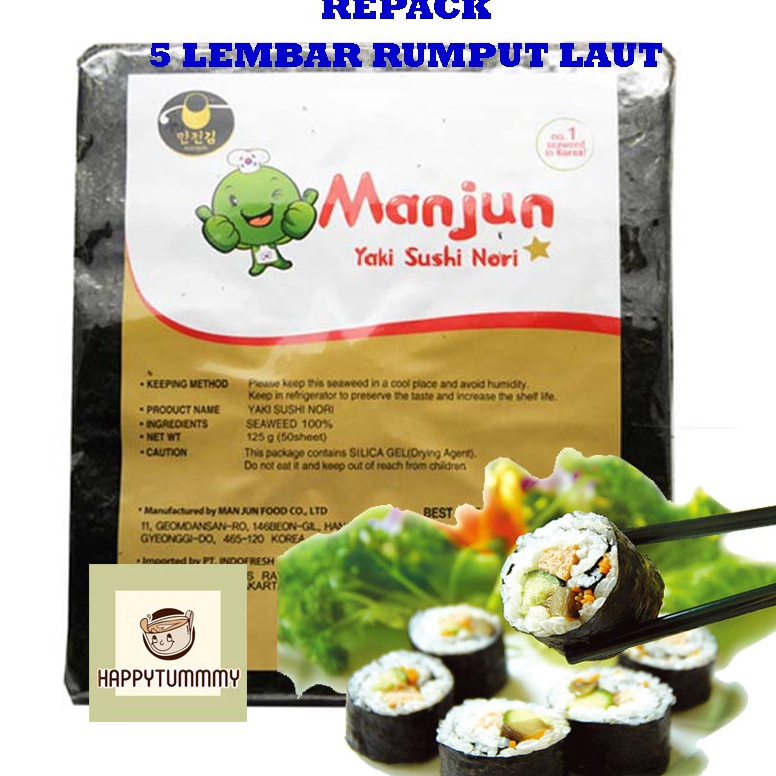 

[℠S72&] HPT - Manjun Nori 5 Lembar HALAL Seaweed Rumput Laut Sushi Gimbap Korean Yaki Sushi Nori [282]