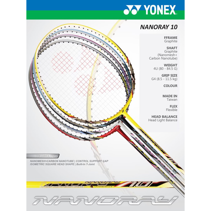RAKET BADMINTON YONEX NANORAY 10 ORIGINAL