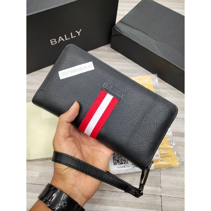 Dompet Bally Zip Dompet Panjang Resleting kulit import unisex