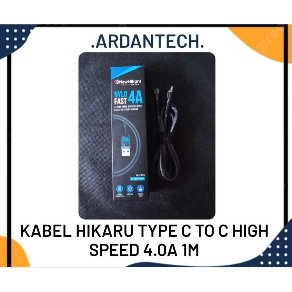 Kabel Data HIKARU Tipe C To Tipe C 4A/Kabel Data Tipe C -Tipe C