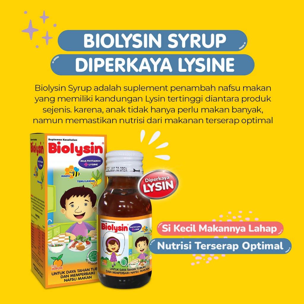 Vitamin Syrup Anak 1-6 Tahun - Biolysin Syrup Rasa Orange 60 ML