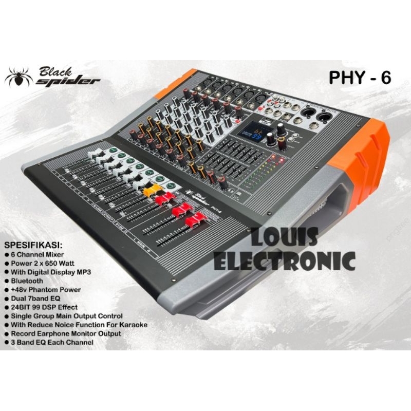 Power Mixer Black Spider PHY6 PHY 6 PHY-6 6 Channel 650W X 2 ORIGINAL