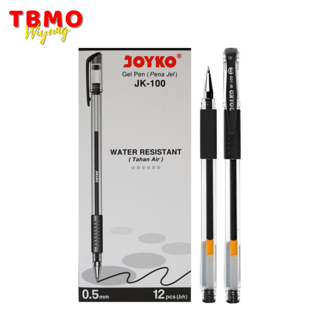 

TBMO Gel Pen / Pulpen / Pena Joyko JK-100 / 0.5 mm - Hitam Per Pack