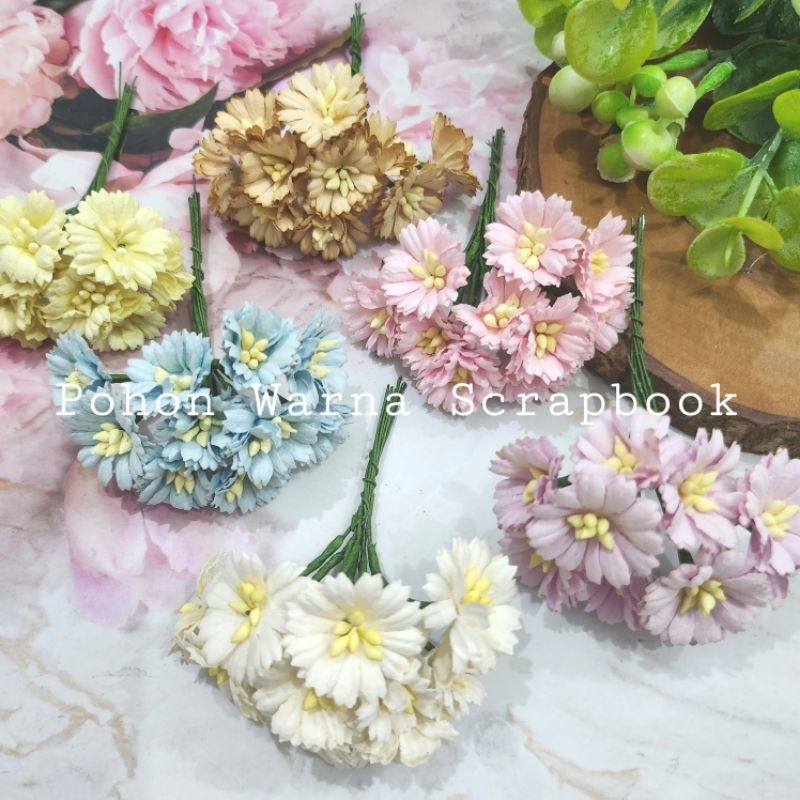 Bunga Kertas Daisy Cosmos Mulberry | Bahan Mahar rustic