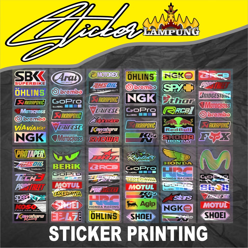 Stiker logo racing paketan stiker printcut stiker logo sponsor racing,stiker moto gp keren