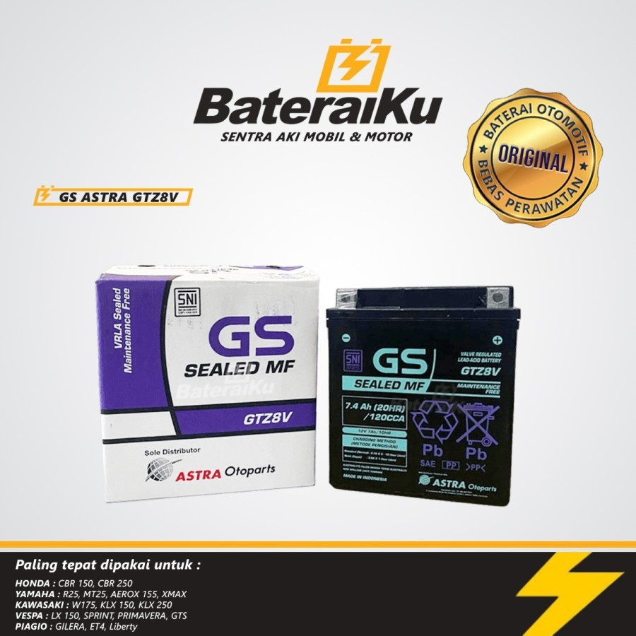 Aki Motor GS GTZ8V Untuk PCX, ADV, CBR, dll