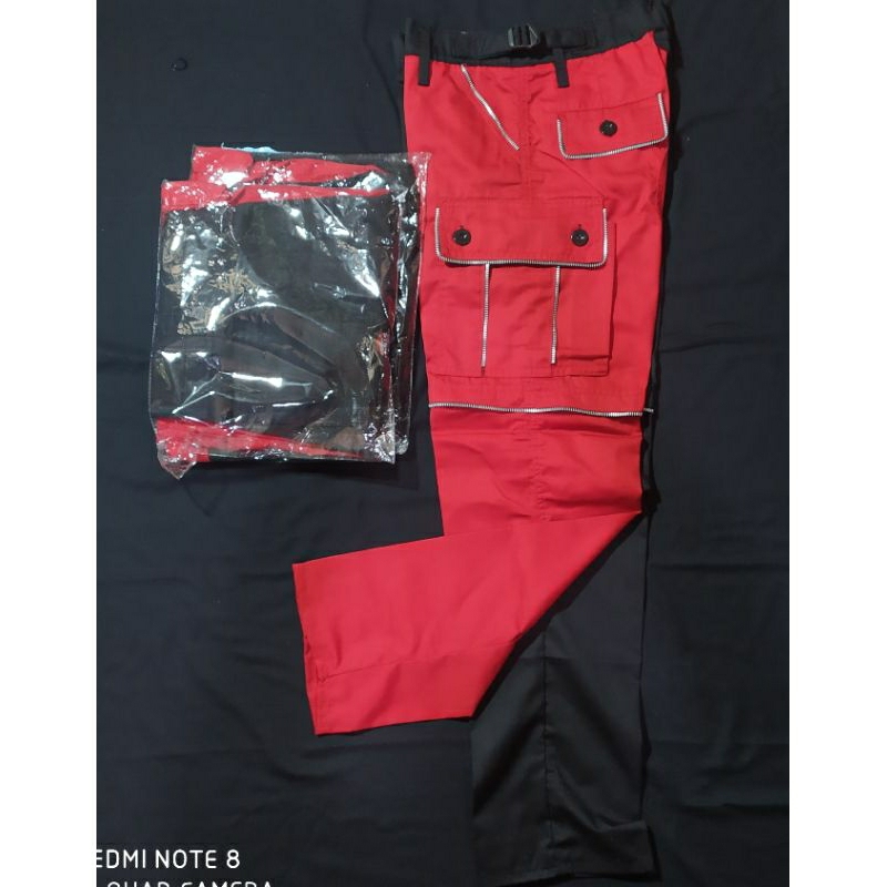 CELANA PUNK ALPIN MERAH HITAM PANJANG KEREN