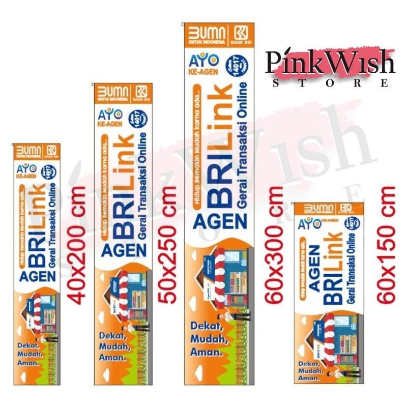 NEW DESIGN | Bendera BRILINK TERBARU UKURAN SUPER LENGKAP / Umbul-Umbul Agen BRILINK BANK BRI bisa C