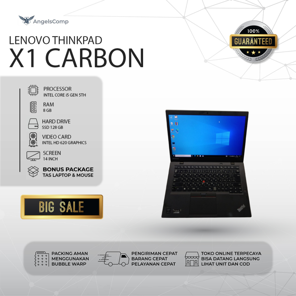 Lenovo Thinkpad X1 Carbon I5 Gen 5 - RAM 8 SSD 128