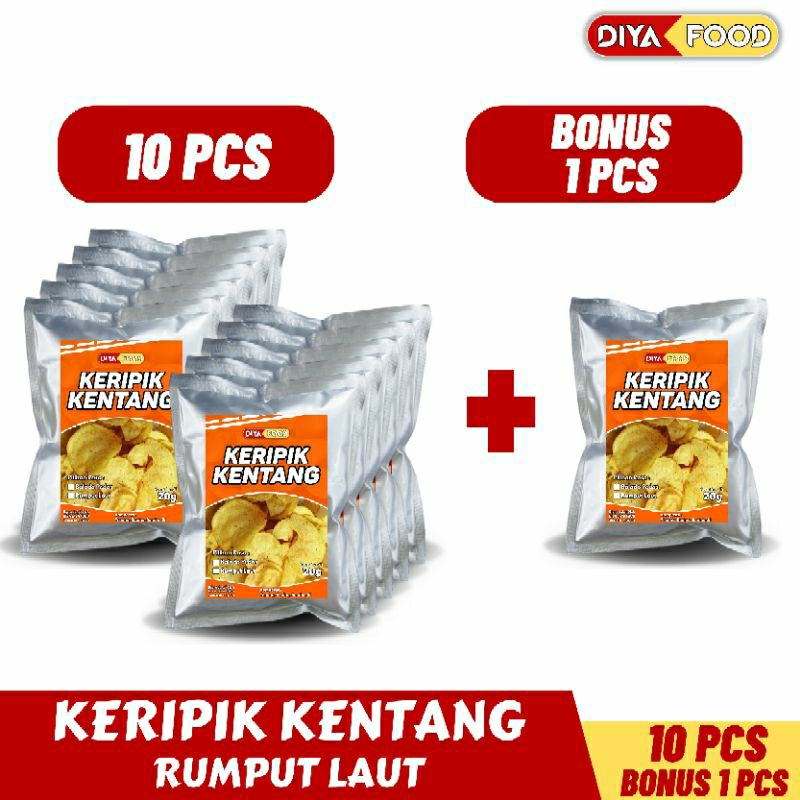 

Keripik Kentang 10 Pcs + Bonus 1 Pcs - Keripik Diyafood