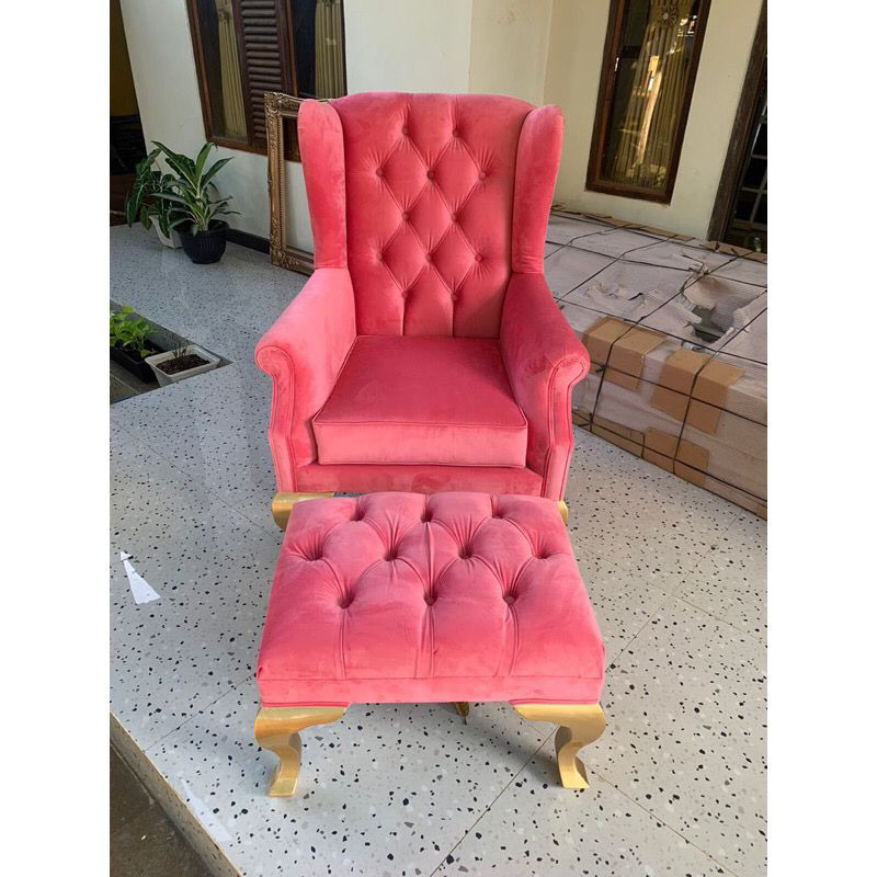 Wing Chair Classic Mewah Sofa Single Classic Chesterfield