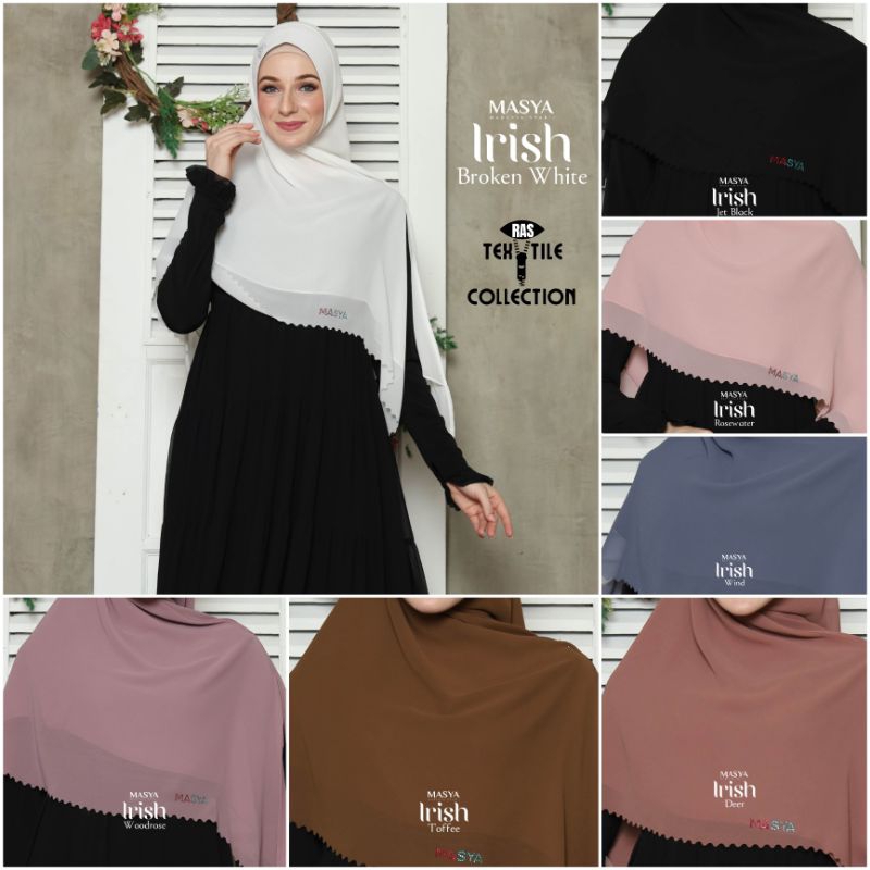 Jibab Hijab Khimar Kerudung Swarovski Syari Ceruty Ceruti Babydoll 2 Layer Putih - Hitam Soft Pet In