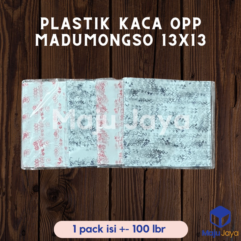 

Plastik Kaca Opp Madumongso 13x13 / Plastik Bening Motif Jenang