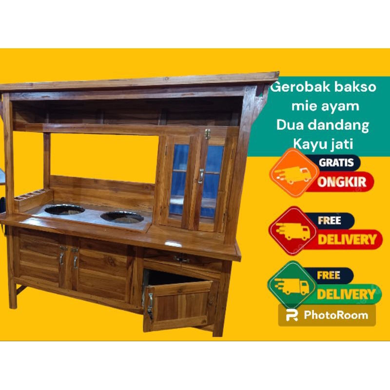 gerobak bakso mie ayam kayu jati