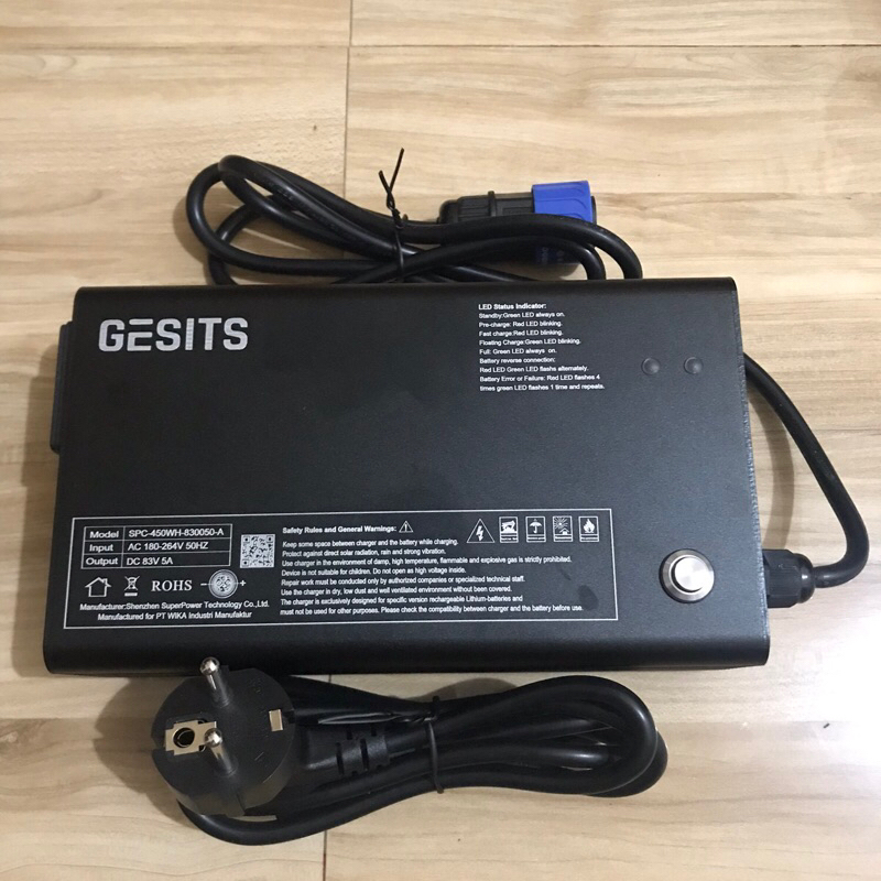 Charger Gesits Original 2.5A 3A 5A 72V 82V 83V 84V Raya Baterai Battery Motor Listrik Batrai 72V 73V DM1692004 73.8V 19.2Ah 1416.9Wh 19.4Ah 1396.8Wh