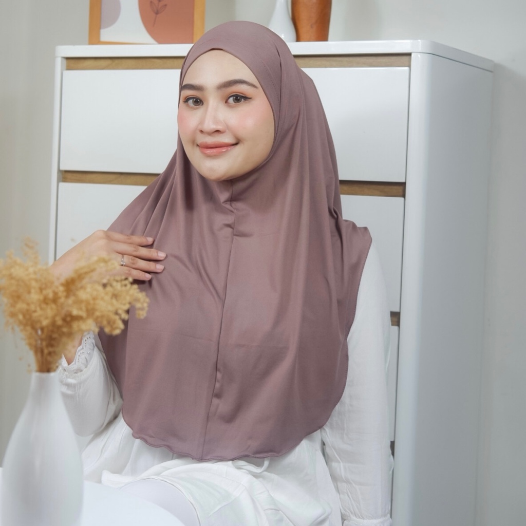 Jasmine Jilbab-Hijab Bergo Non Pet Instan JERSEY Tanpa Ped Sport Jumbo Non Pad Syar'i Spandex Linear
