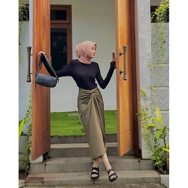 Rok Lilit Satin Polos / Rok lilit instan / wrap skirt rok lilit satin