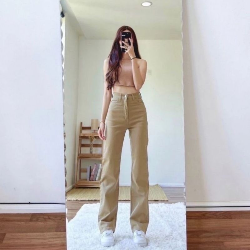 BF CELANA KULOT JEANS CREAM//CELANA JEANS WARNA