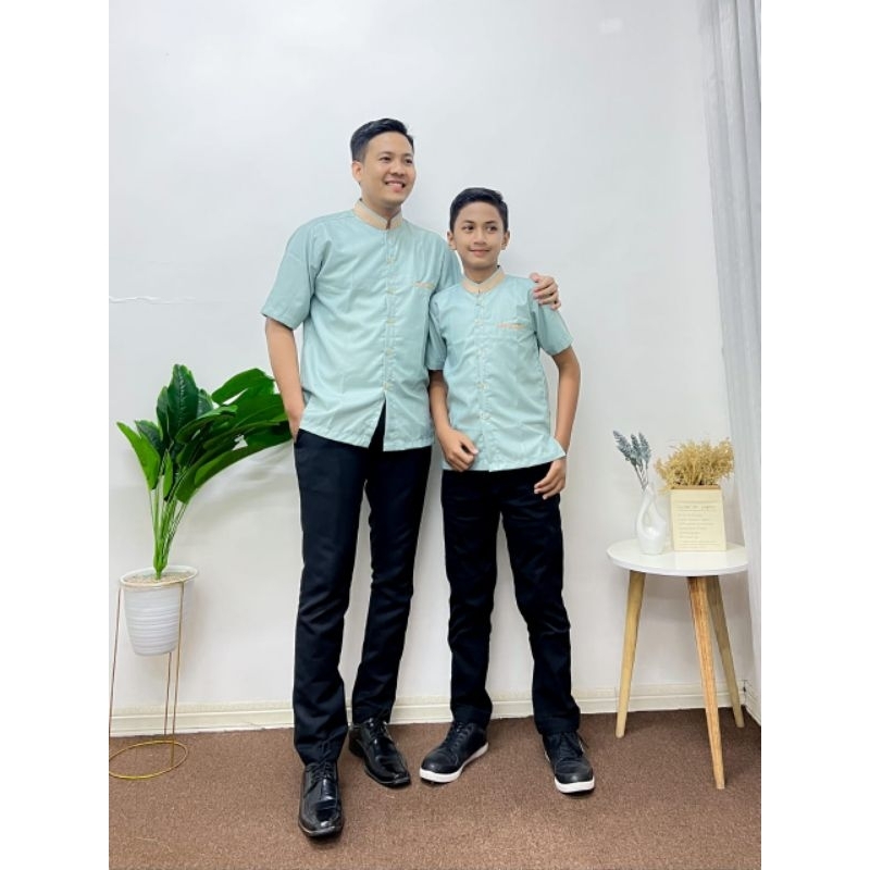Baju koko couple ayah dan anak warna wardah