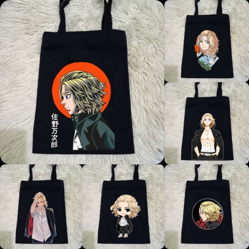 Totebag Hitam Mikey Anime Tokyo Revengers 100% Kanvas Premium / Tas Jinjing Anime Tokyo Revengers / 