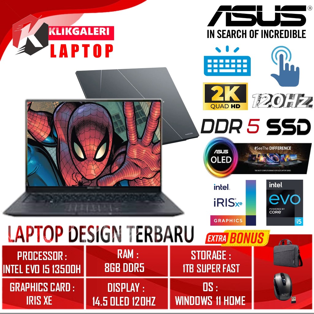 Laptop Slim Asus Zenbook 14X OLED Q410VA Q420VA UX3402VA INTEL I7 13700H Ram 8GB DDR5 512GB 1TB SSD 
