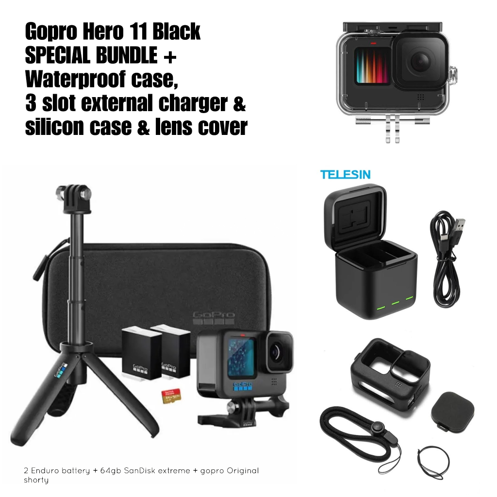 Gopro Hero 11 Black Special Bundle Complete Waterproof case Action Camera