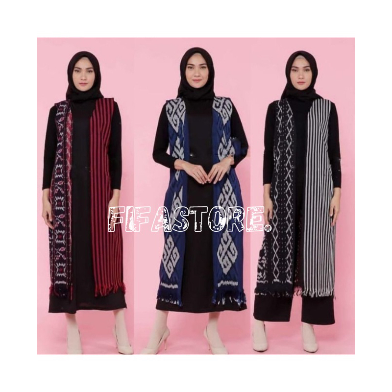 Cardigan tenun troso, outer ethnic tenun, atasan wanita