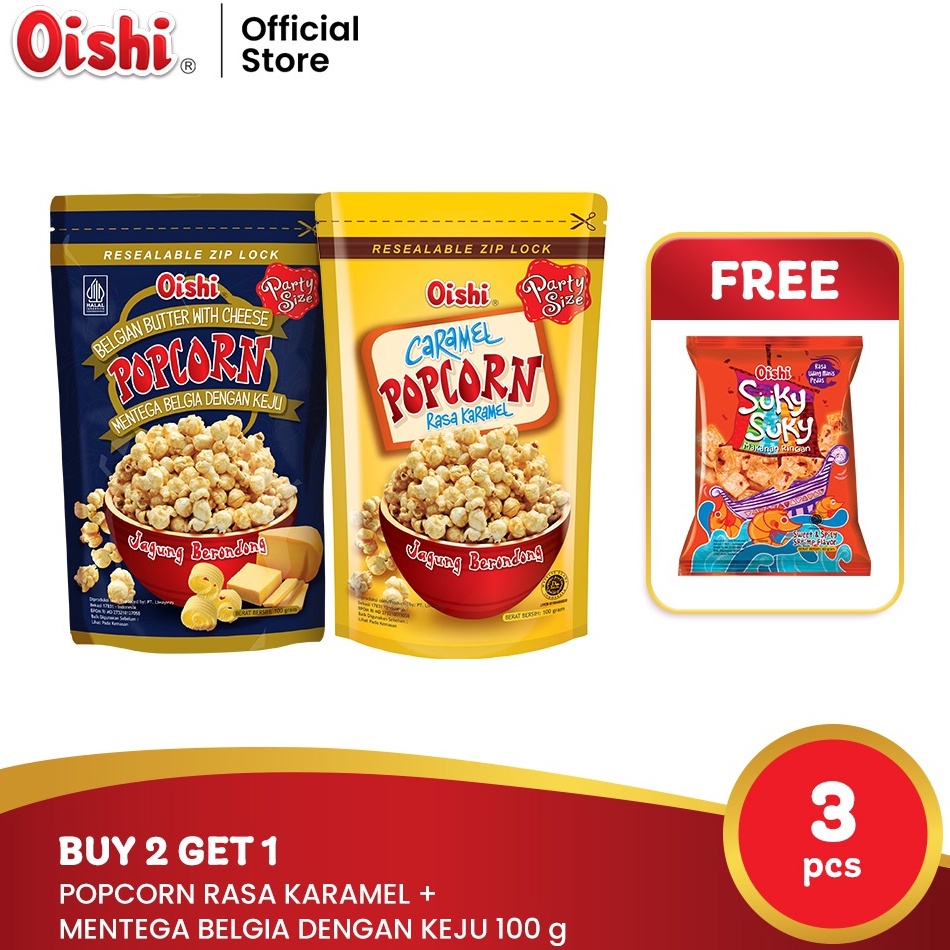 

D!ju4l Murah [Buy 2 Get 1] Popcorn Karamel + Mentega Belgia Keju Suky Suky Limited